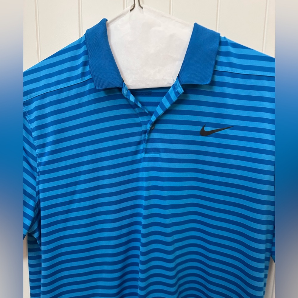 Nike Men's Blue Striped Polo Shirt golf size large - Picture 2 of 4
